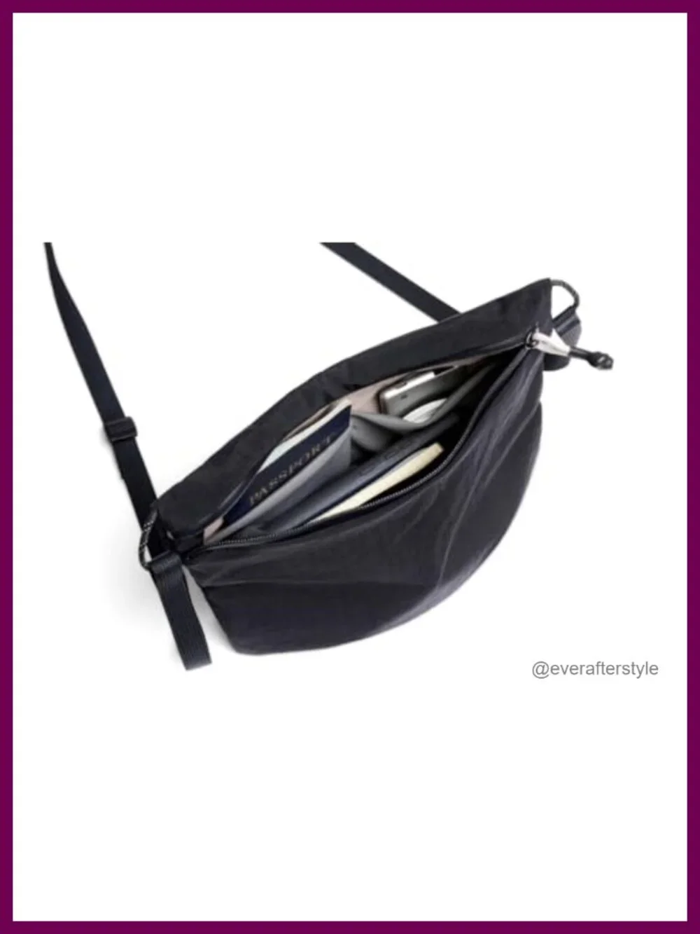Nylon Crossbody Travel Pouch with Adjustable Strap, Water-Resistant Sling Bag